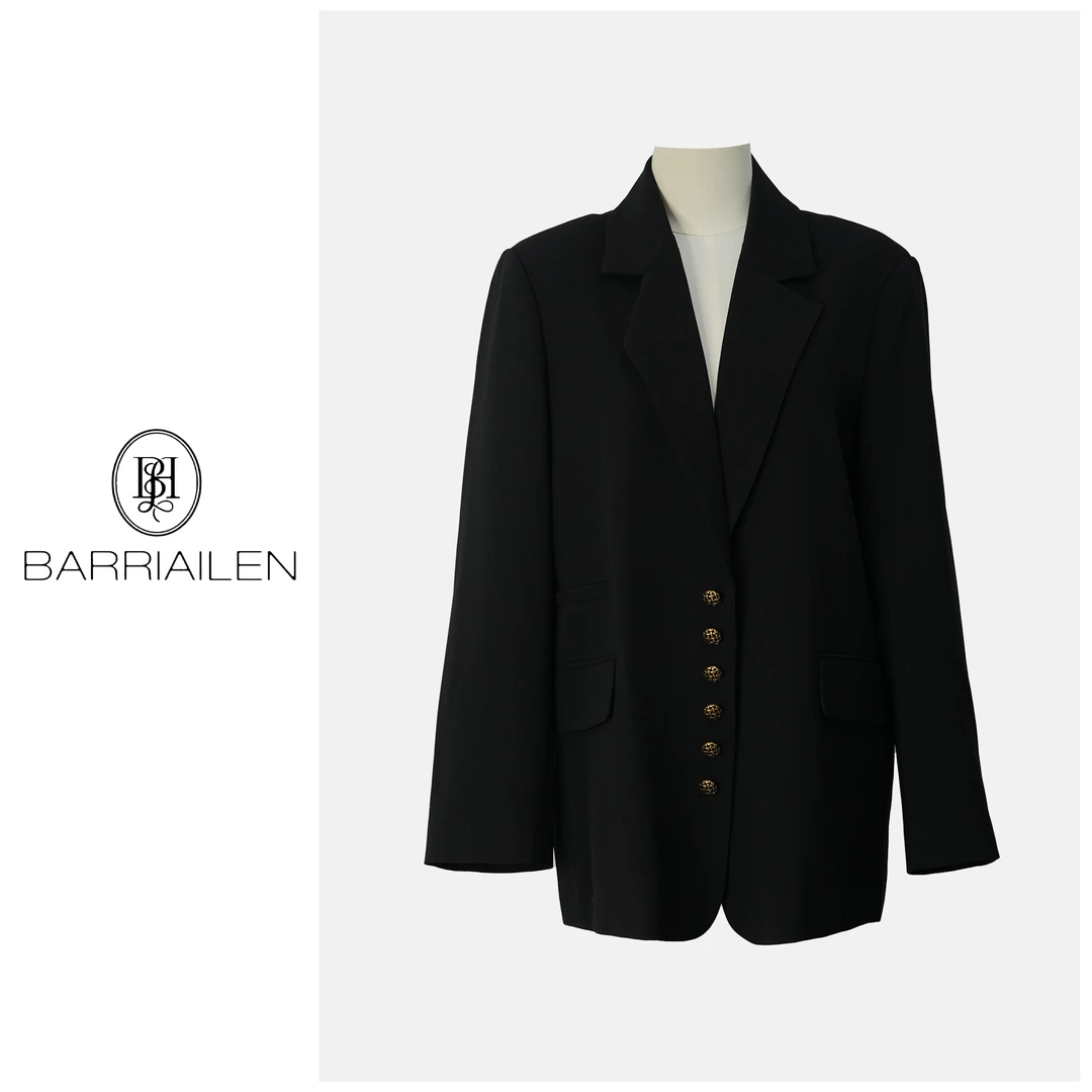 BARRIAILEN | 进口醋酸宽松极简风排扣西装外套-2401813