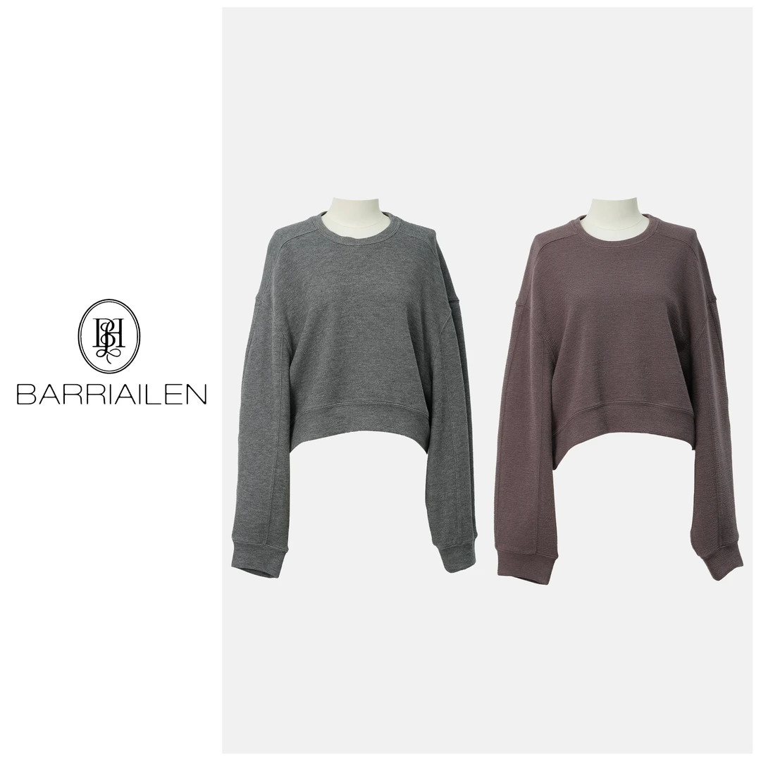 BARRIAILEN | 秋冬老钱定制混纺纯色宽松极简卫衣-246548