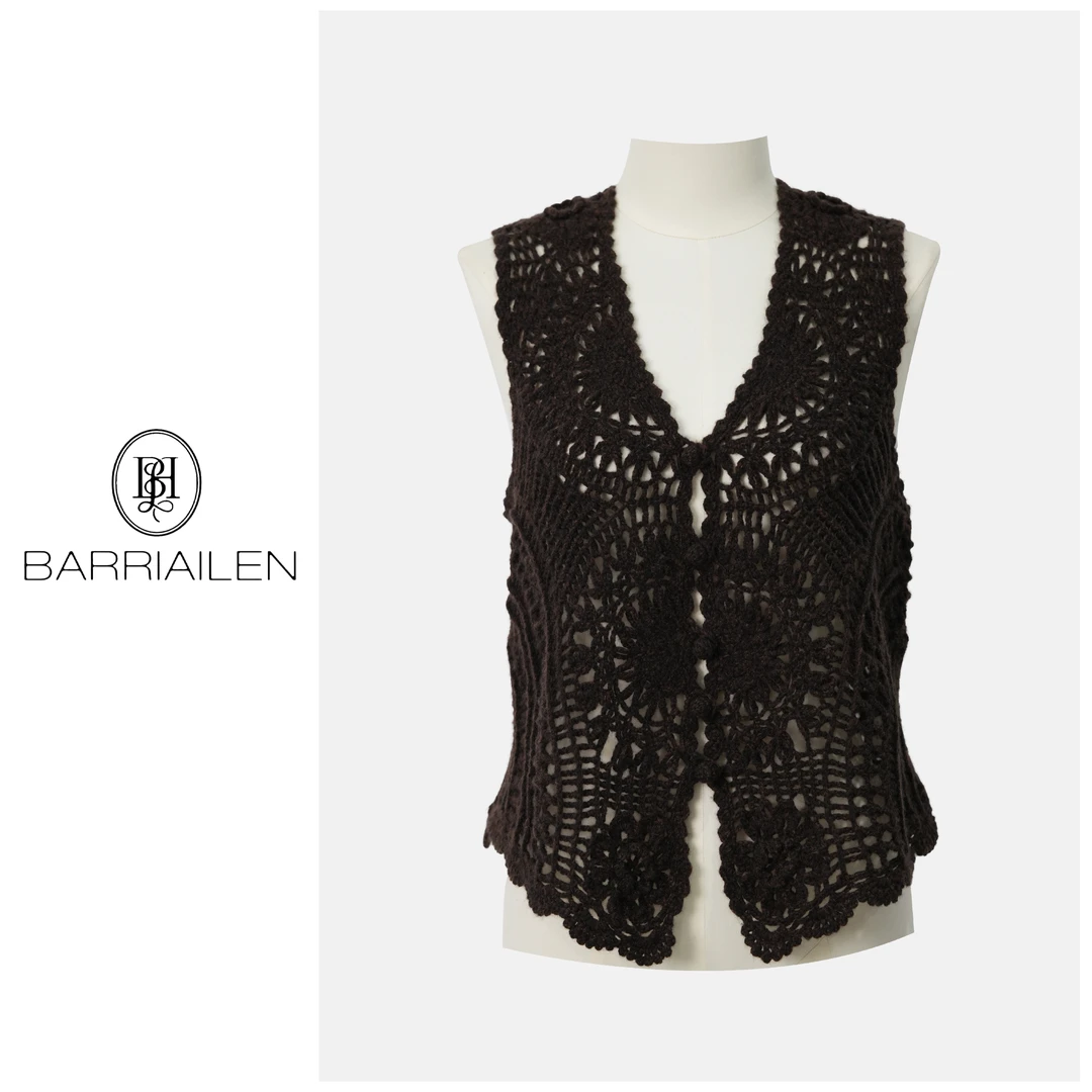 BARRIAILEN | 气质针织无袖百搭镂空马甲背心-2411047
