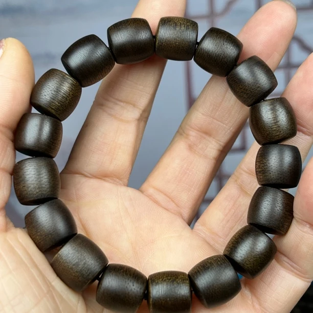 增香沉香木芽庄沉香木桶珠圆珠手串1.0cm1.21.4高油脂男女款