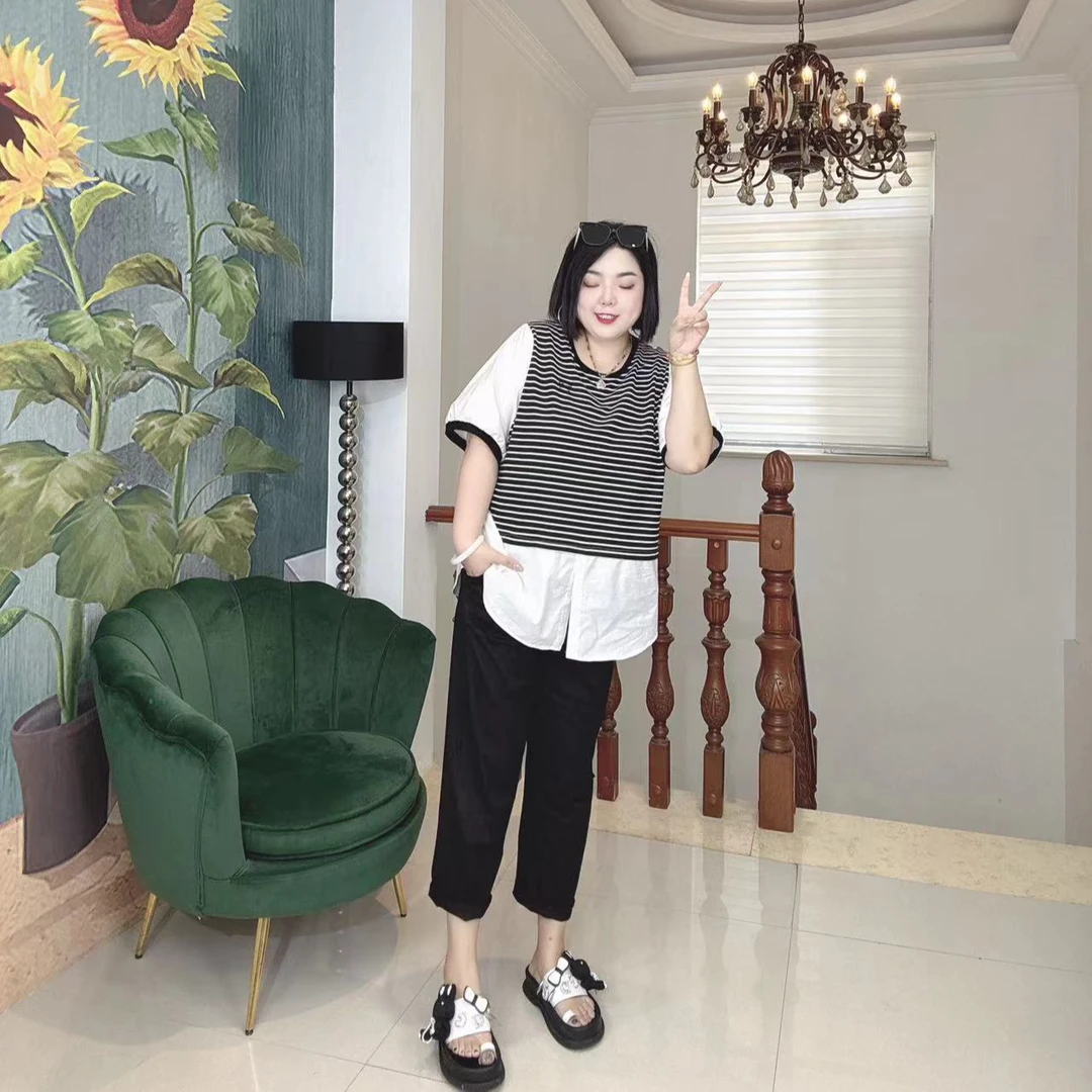 LDPL-尽夏繁华~假两件拼接衬衫