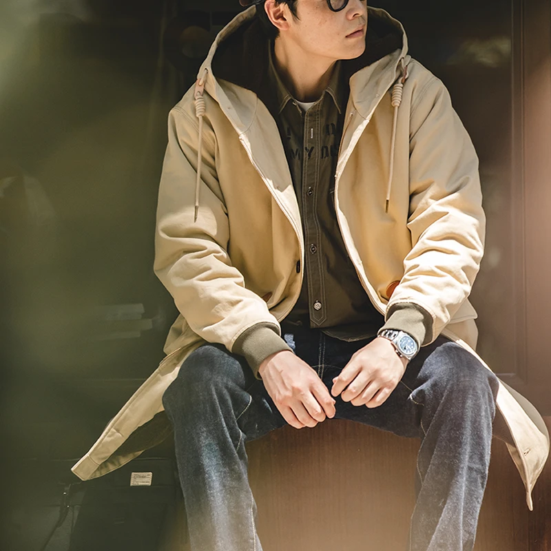马登工装 美式复古N2甲板棉服外套连帽宽松保暖中长款大衣男秋冬