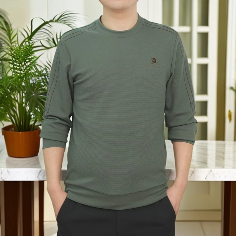 男士长袖春秋百搭简约时尚商务休闲显瘦圆领薄款套头卫衣宽松