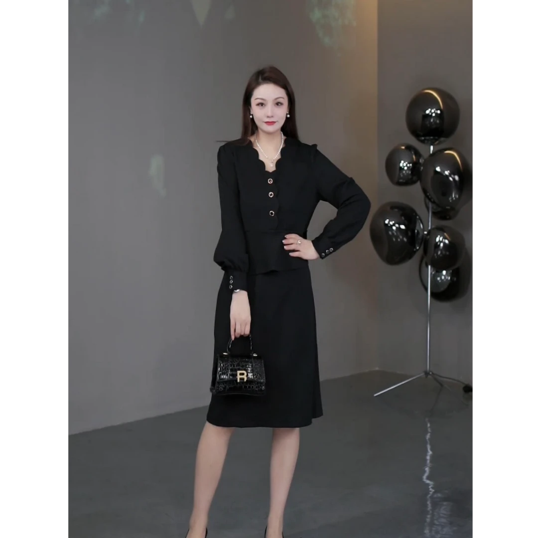 菲姐定制轻奢女装气质遮肉显瘦气质低调大气收腰连衣裙女ZB5022