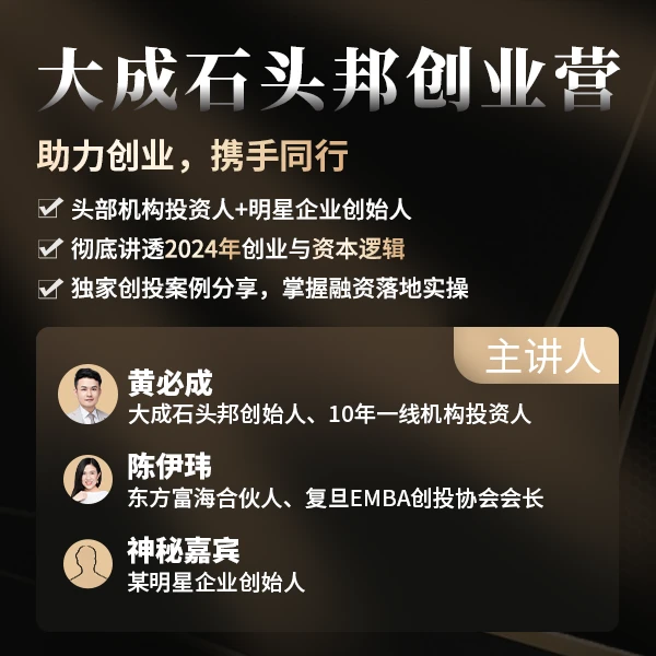 大成石头邦创业融资加速营