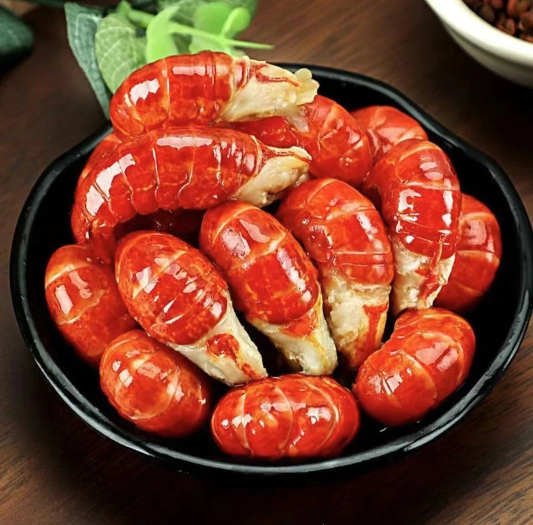 A 新鲜现剥头茬带黄龙虾尾80-100粒左右/1斤到手5大斤 送2包料包