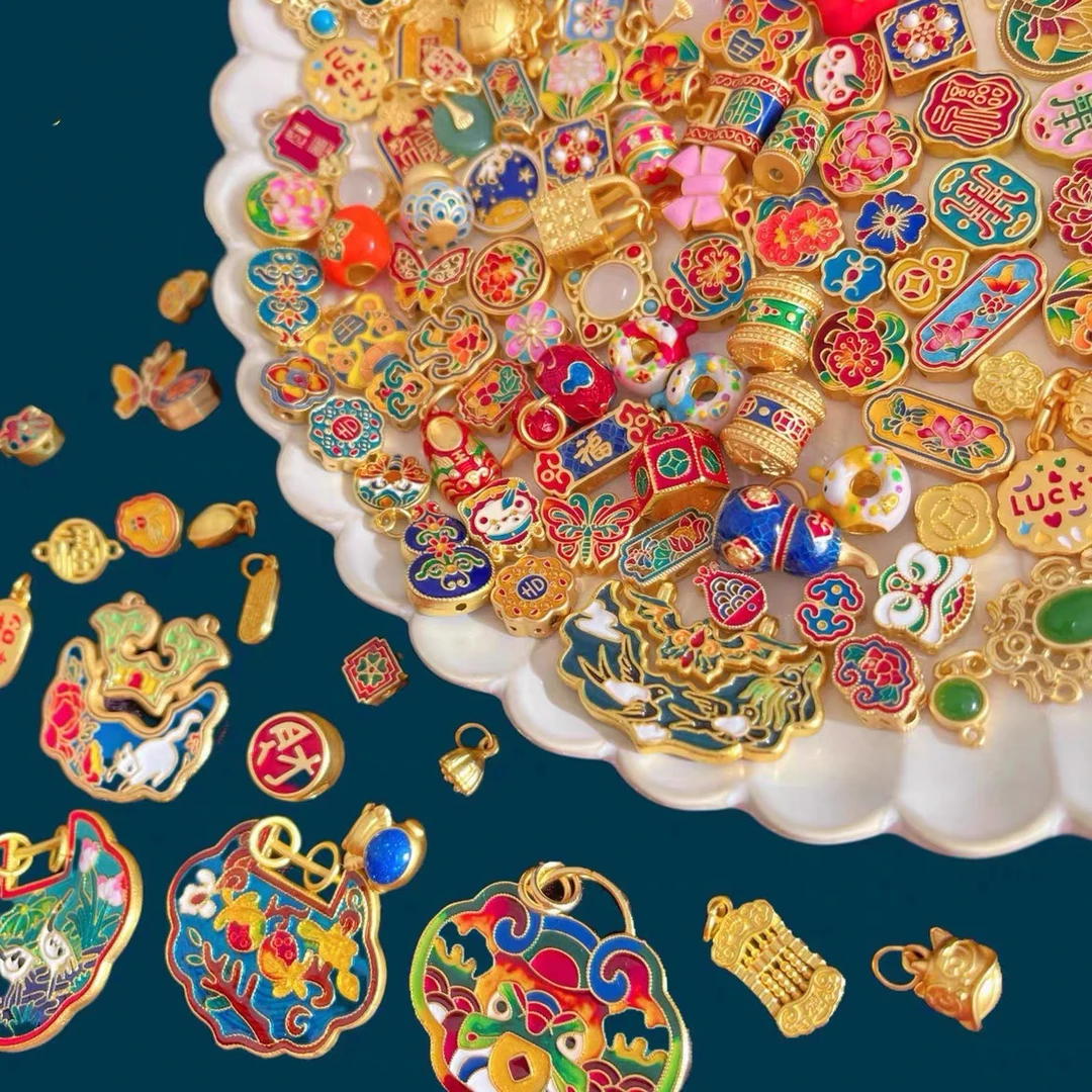 新中式国潮  国风烧蓝DIY穿珠配件手工（31-60 B链接）