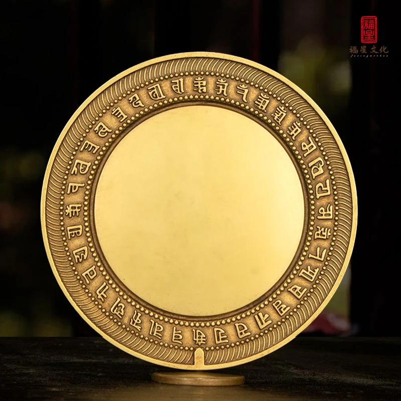 准提镜摆件高档纯铜准提佛母平面镜铜镜八卦镜家居客厅工艺品摆件