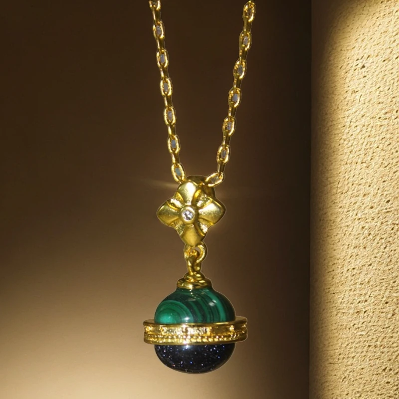 铜合金项链 小众轻奢设计拼色复古宫廷气质项链