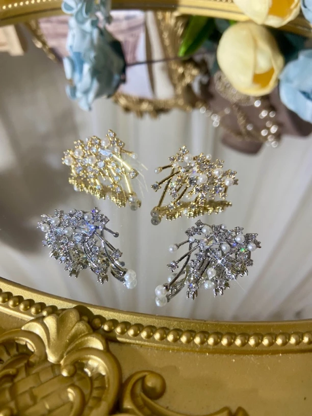 铜合金仿水晶耳饰 小众设计全镶嵌满天星耳环