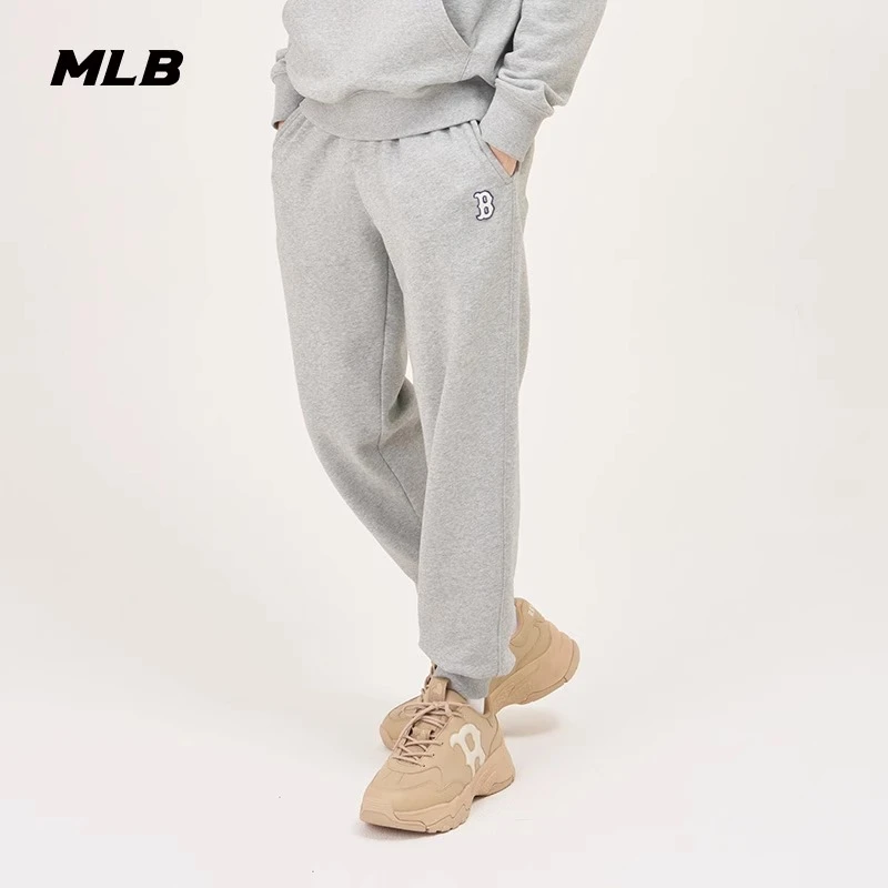 MLB男女情侣纯色休闲裤运动刺绣logo长裤时尚束脚裤春夏3APTB0134
