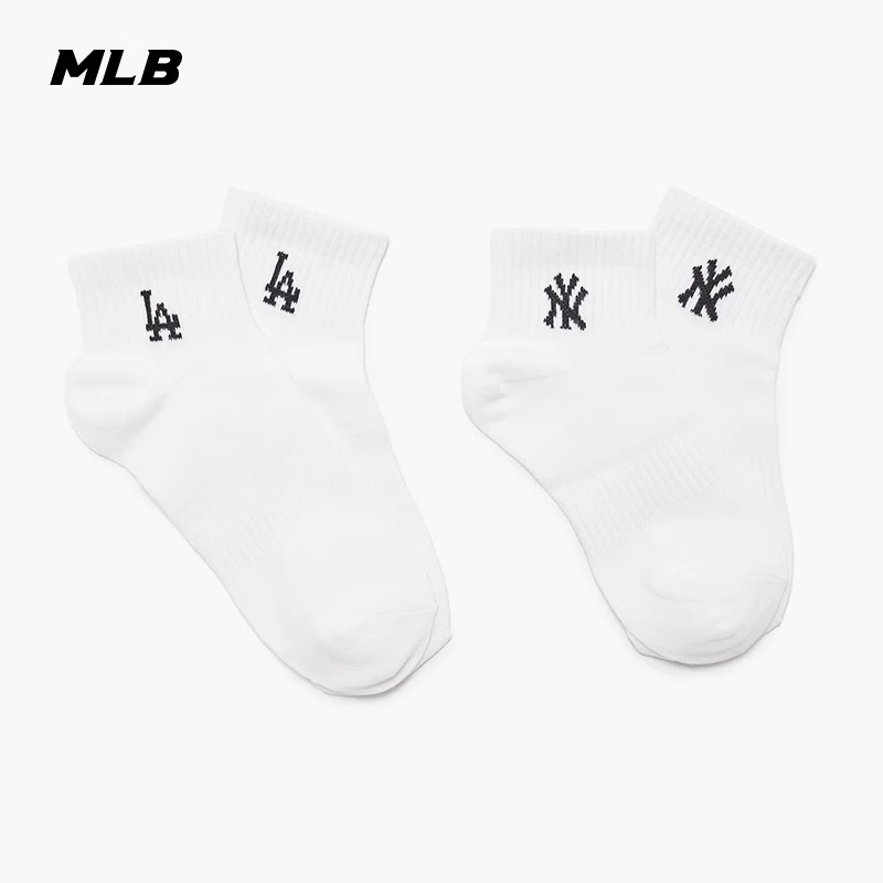 MLB男女情侣纯色百搭时尚休闲简约舒适短袜NY套装春夏3ASOS023N