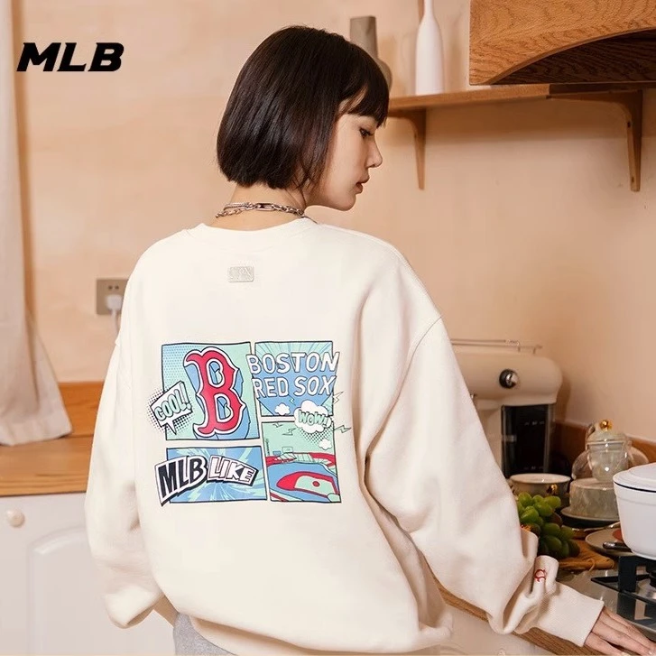 MLB男女圆领卫衣情侣套头衫休闲宽松运动防风保暖秋冬3AMTL0426