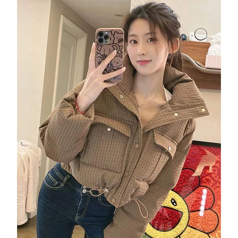 连帽棉服女冬装新款小香风高级感气质面包服加厚短款外套立领棉衣