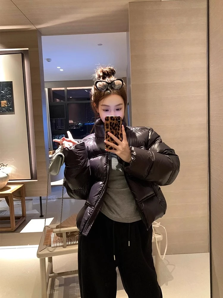 黑色欧美复古加厚短棉服面包服女2025年冬季新款气质时尚棉衣外套