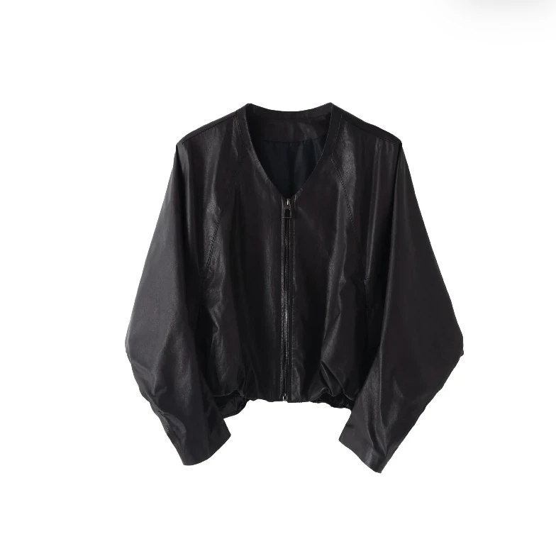 【Z AISHI】2024无涂层A级超薄全植鞣气质减龄显瘦休闲百搭宽松皮衣