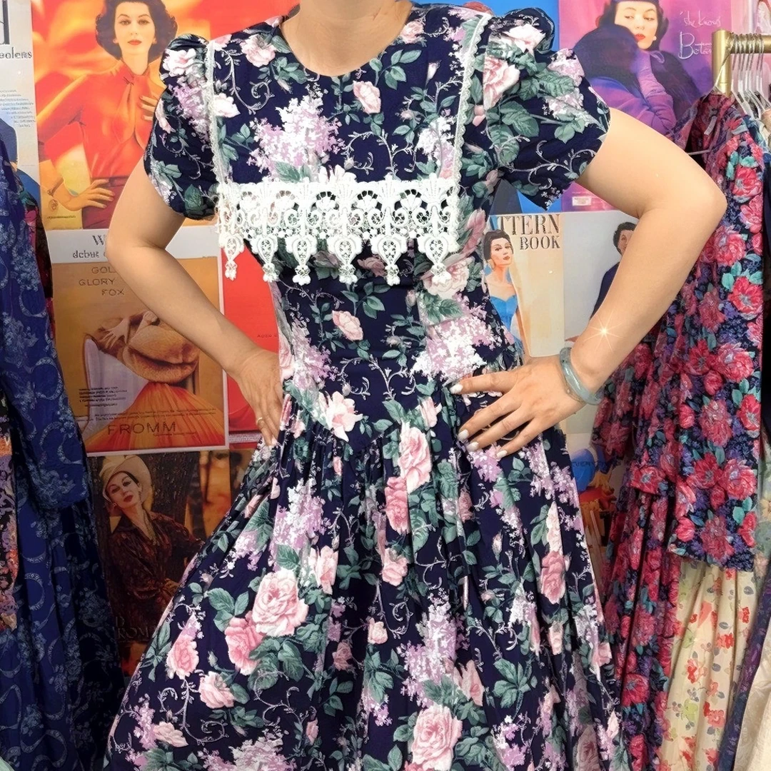 高货 vintage美产花柄裙 精品Jessica花柄裙杰西卡稀有收藏级