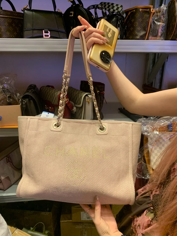 95新 Chanel/香奈儿 赤境·包展 粉色小号沙滩单肩包