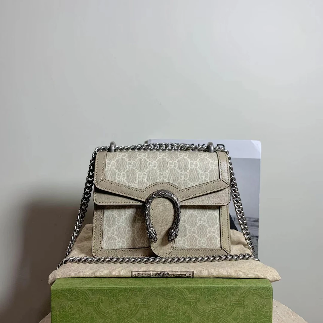 99新 GUCCI/古驰 十一壹臻/燕麦色酒神小号包 46346612