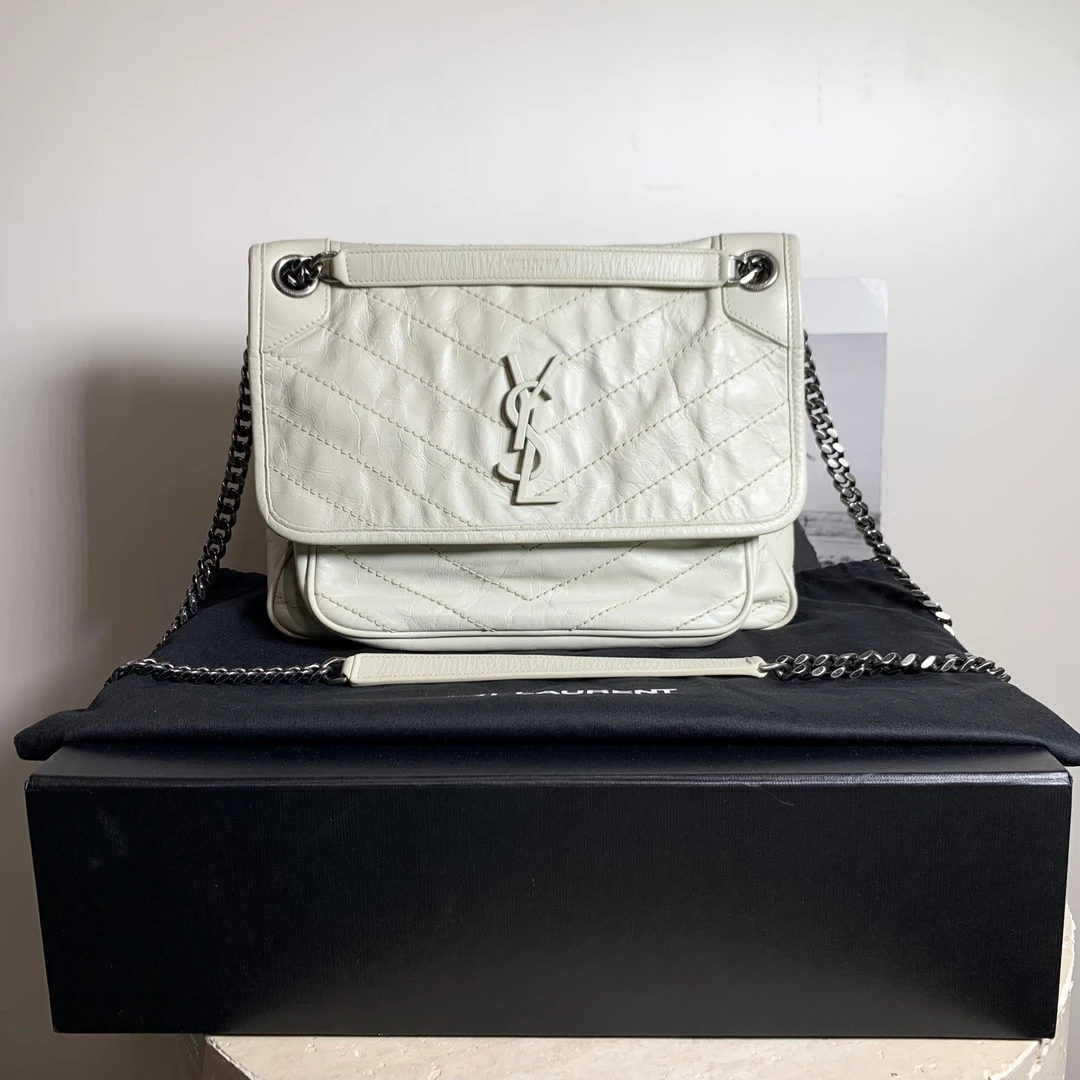 99新 YSL/圣罗兰 壹臻/白银niki中号 D扣 / 23611988