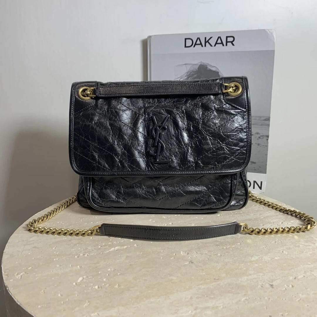 95新 YSL/圣罗兰 壹臻/黑金niki中号D扣 43891163