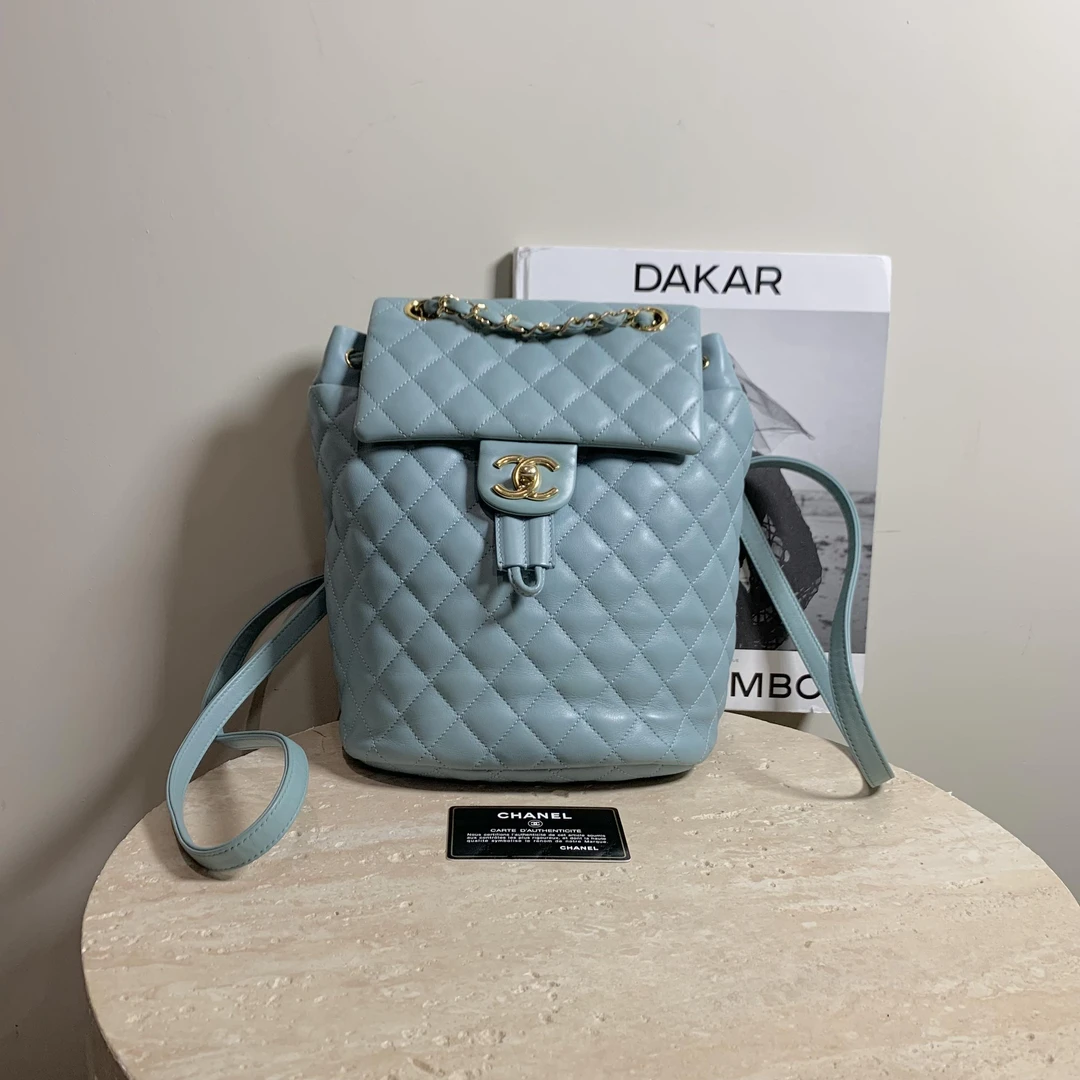 95新 Chanel/香奈儿 壹臻/蒂芙尼蓝萨尔斯堡双肩包小24开58978657