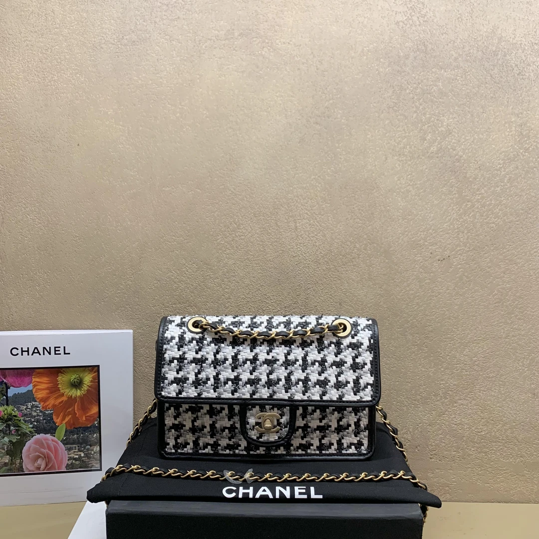 95新 Chanel/香奈儿 壹臻/Chanel23C千鸟格纹cf口盖包 91463201