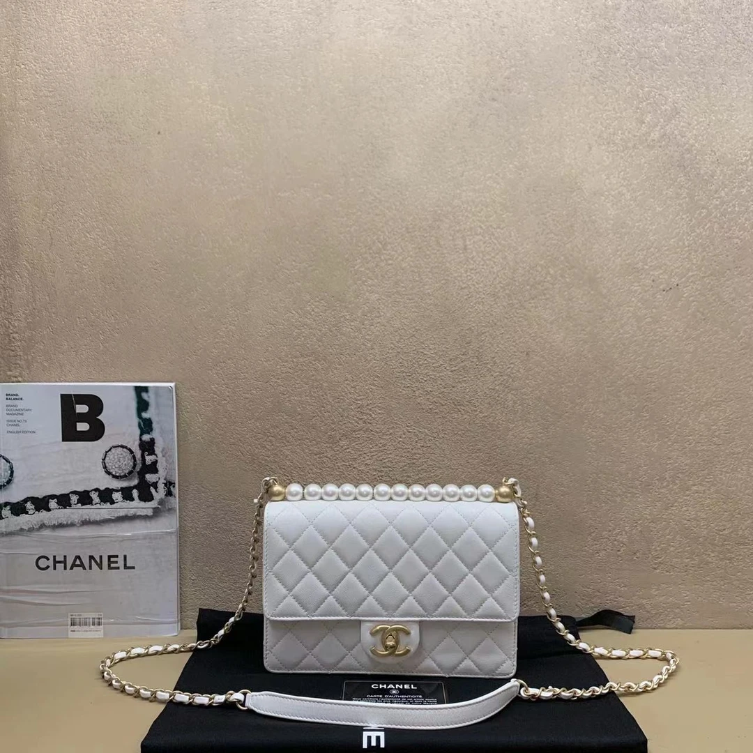 95新  壹臻中古/chanel白金牛横版珍珠包 28开 38204323