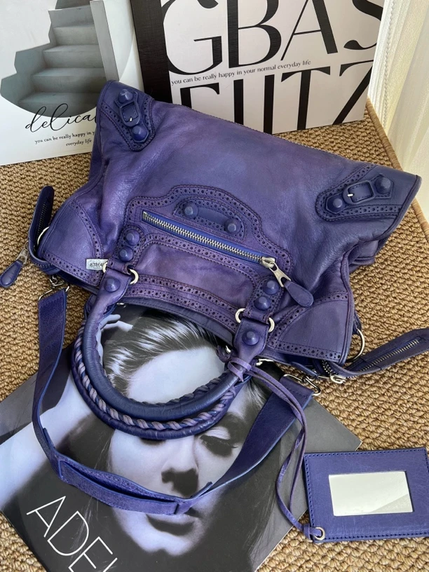95新 Balenciaga/巴黎世家 赤境·2822 紫色蕾丝机车
