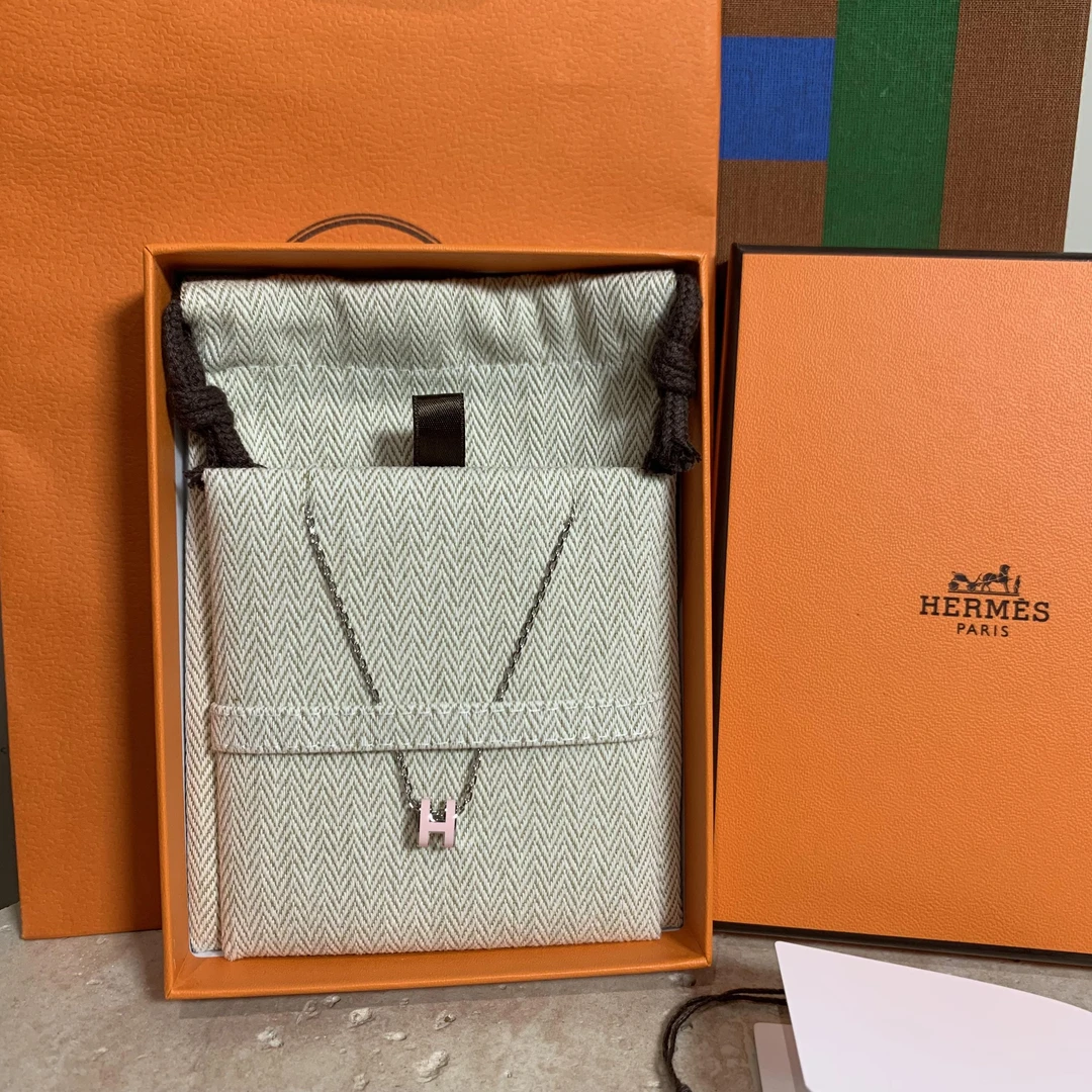 99新 Hermes/爱马仕 壹臻中古/糖衣粉pop h项链mini 74487595
