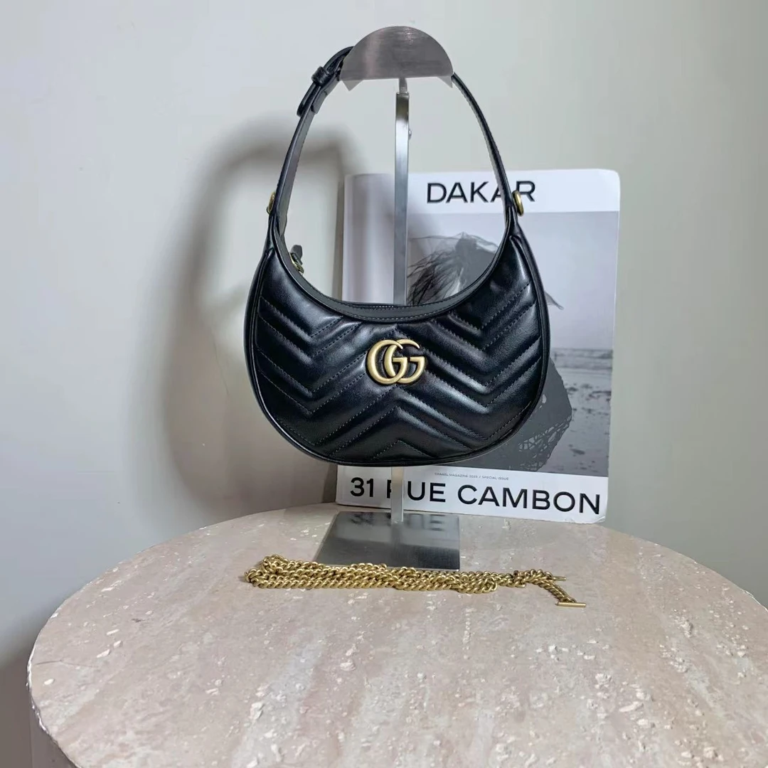 95新 GUCCI/古驰 壹臻/95新 Gucci 黑金马蒙豌豆包 40234433