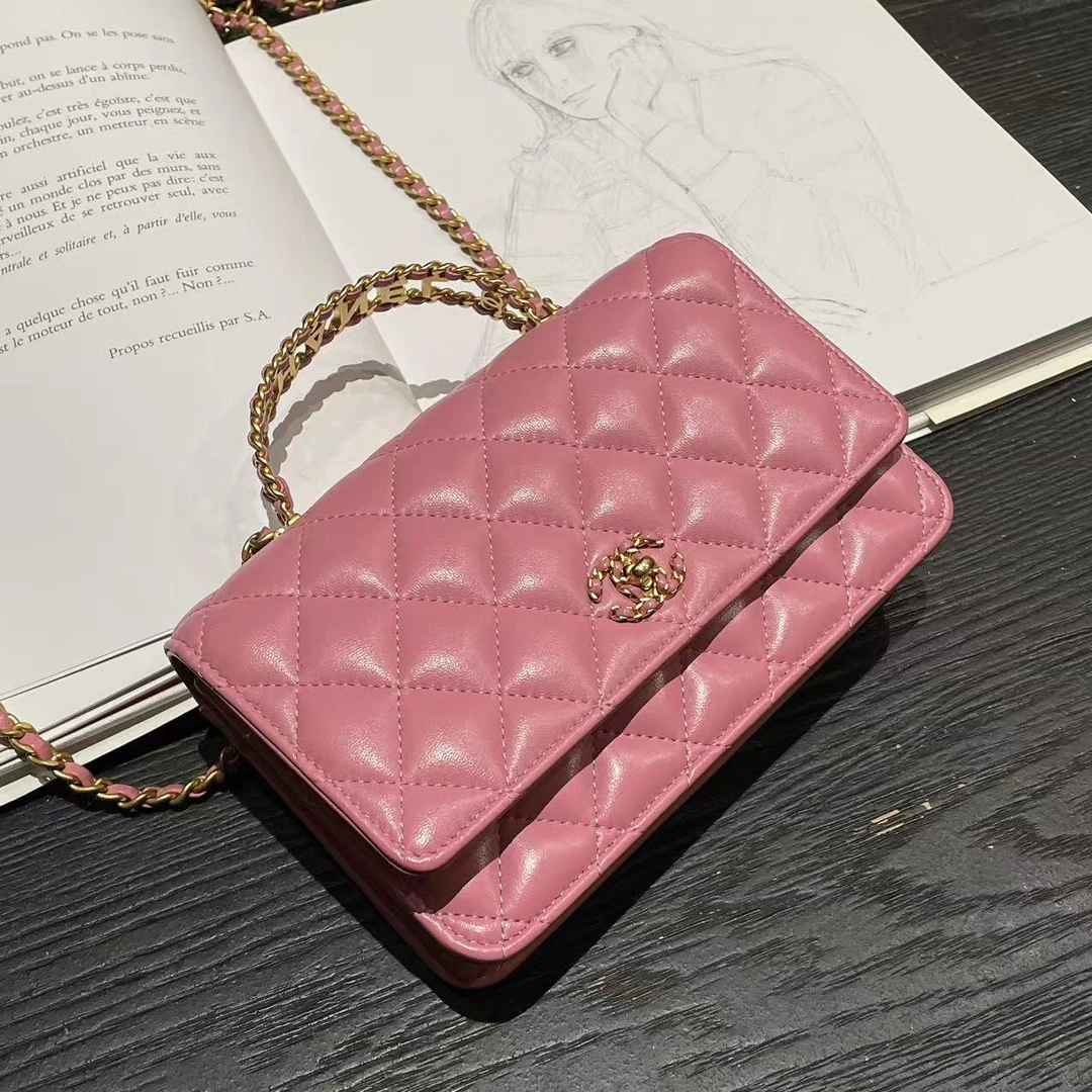 95新 Chanel/香奈儿 舍得 Chanel 温柔粉字母手柄链条包