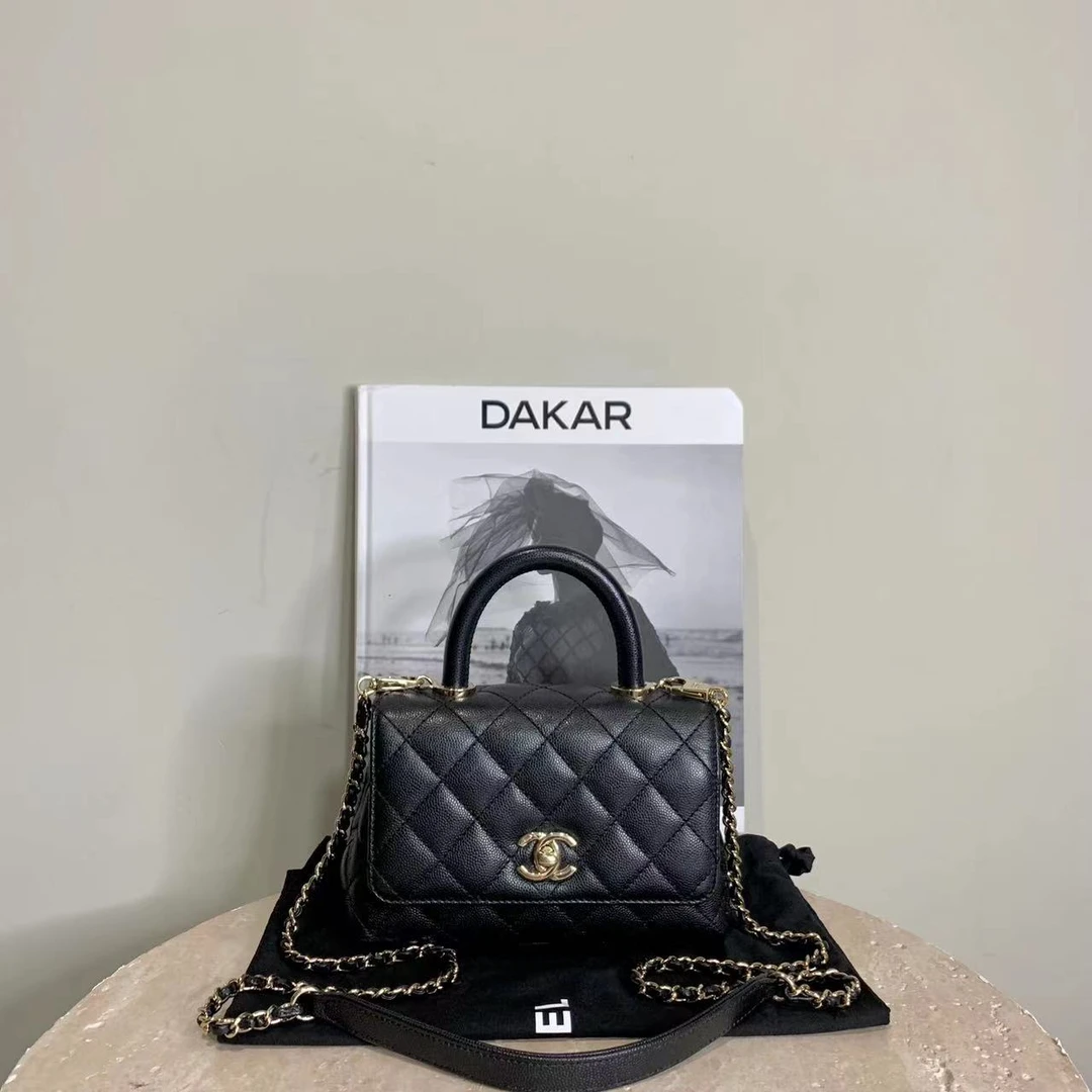 99新 Chanel/香奈儿 壹臻/21K 黑金Handle mini链条包/24803833