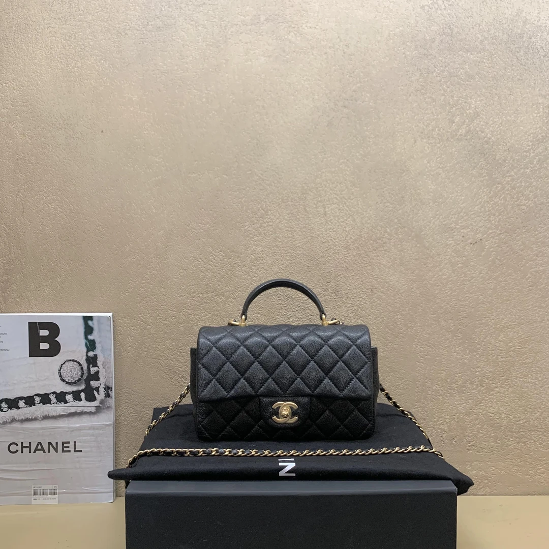 95新 Chanel/香奈儿 壹臻/黑金牛手柄大mini31开46029228