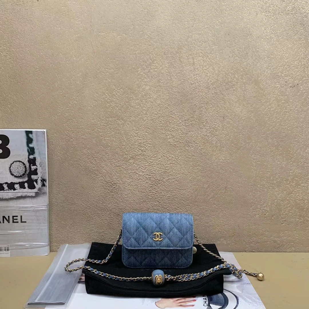 95新 Chanel/香奈儿  壹臻中古/22C牛仔金球mini腰包31 47210212