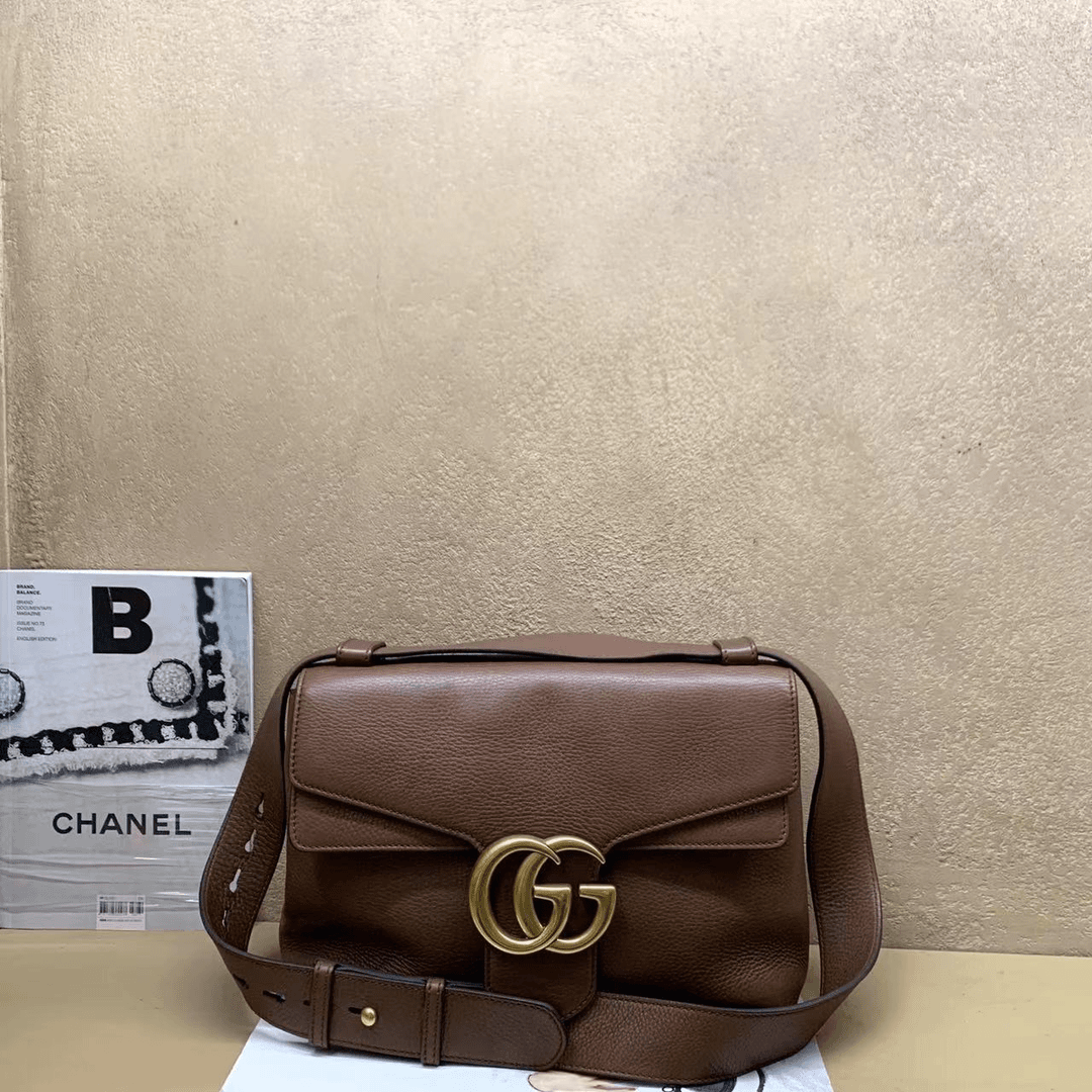 95新  壹臻中古/Gucci 焦糖色双G邮差包 49009986