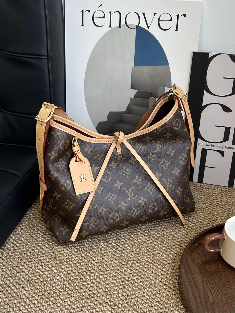 95新 LouisVuitton/路易威登 赤境·6844 老花carryall小号斜挎包