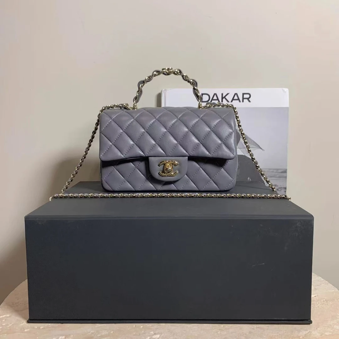 99新 Chanel/香奈儿 壹臻/23K深灰色双c手柄大mini包 23007158