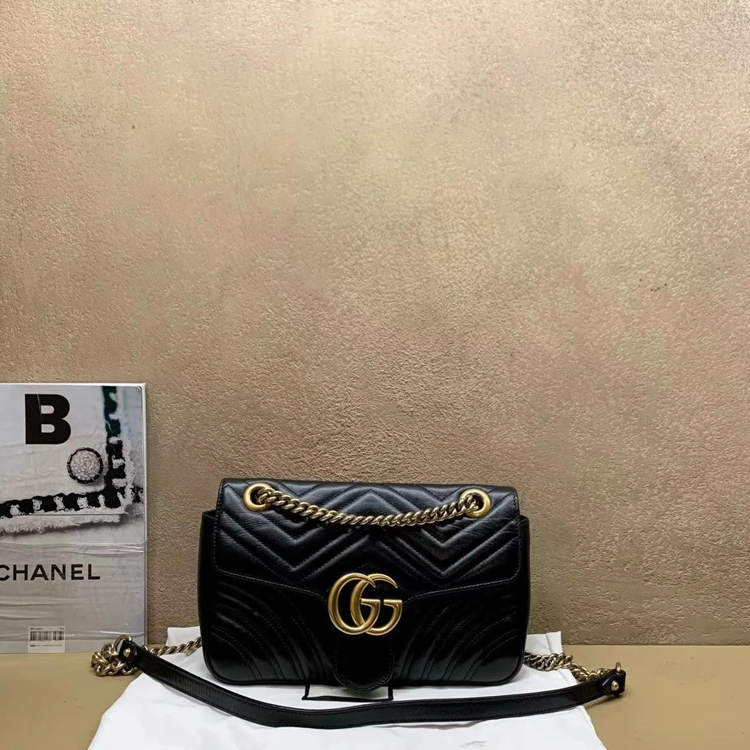 95新  壹臻中古/Gucci 黑金马蒙26 肩包29643257