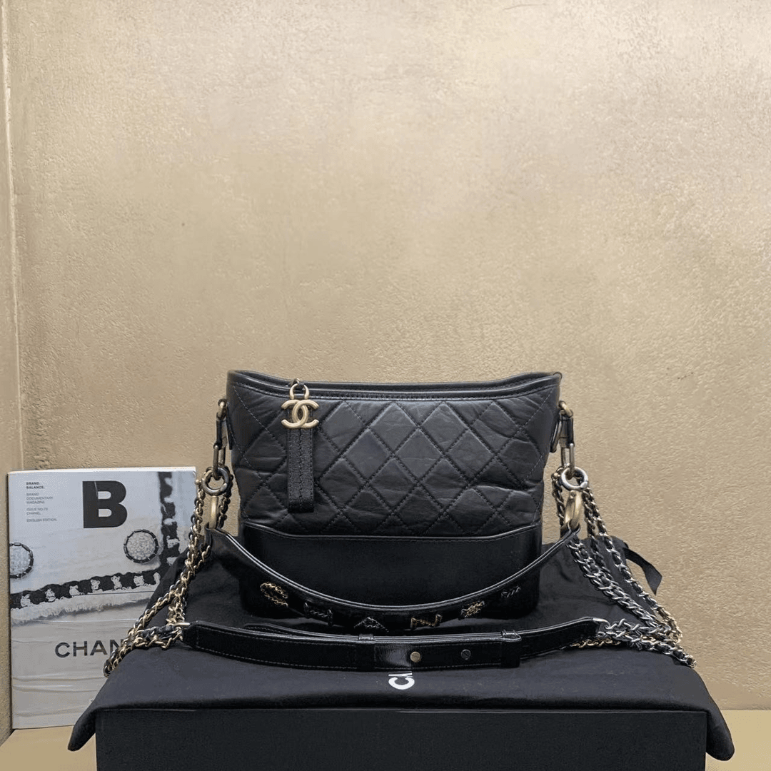 95新  壹臻中古/Chanel黑金牛手柄流浪新中号29开/ 54409403