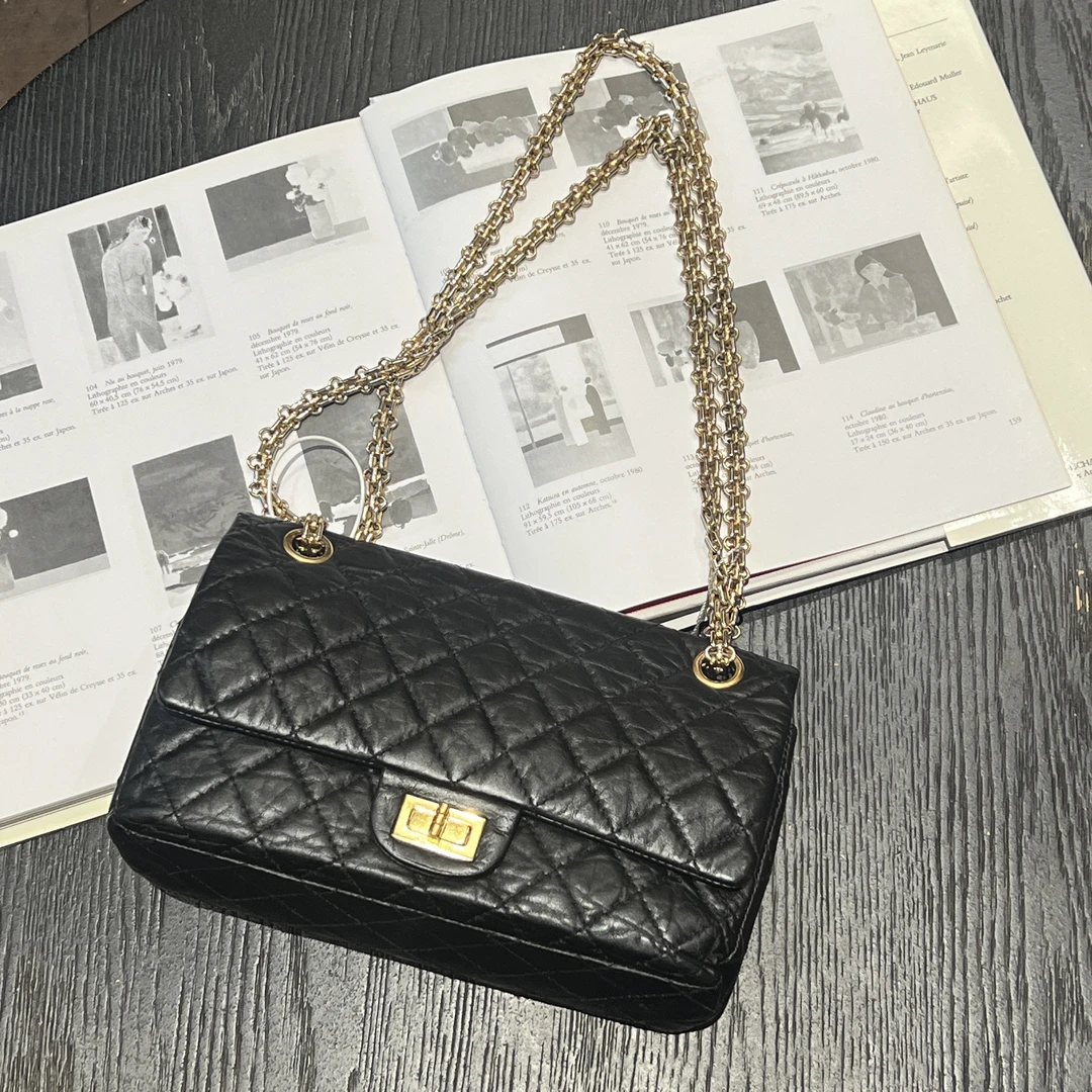 95新 Chanel/香奈儿 舍得 Chanel 黑金2.55小号链条包