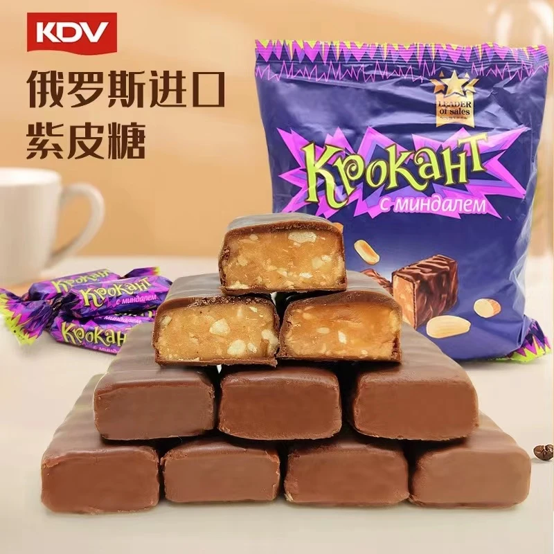 俄罗斯进口巧克力味夹心糖500g/袋（紫皮糖）
