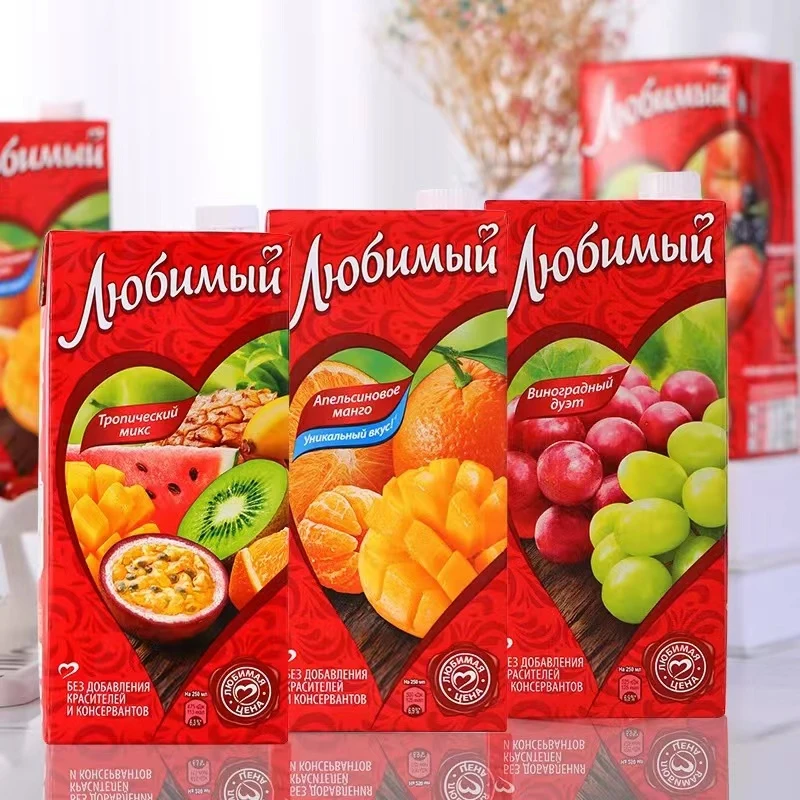 俄罗斯原装进口多口味鲜榨营养美味果汁950ml/盒体验健康生活