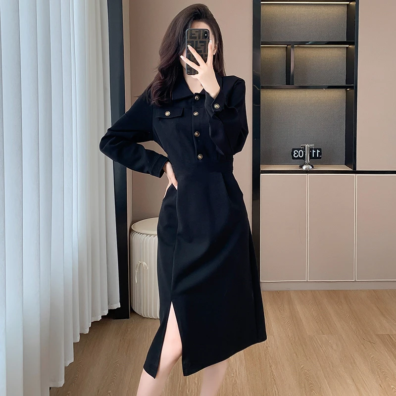 法式小众高级感连衣裙女秋季2024新款收腰显瘦洋气显瘦减龄中长裙