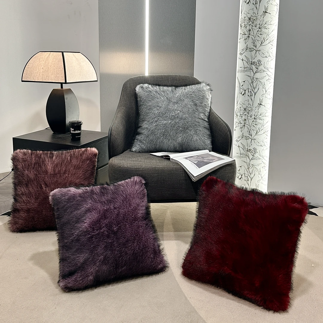 【高端仿黑水貂毛抱枕】网红加厚仿皮草轻奢长毛腰靠垫抱枕靠枕装饰