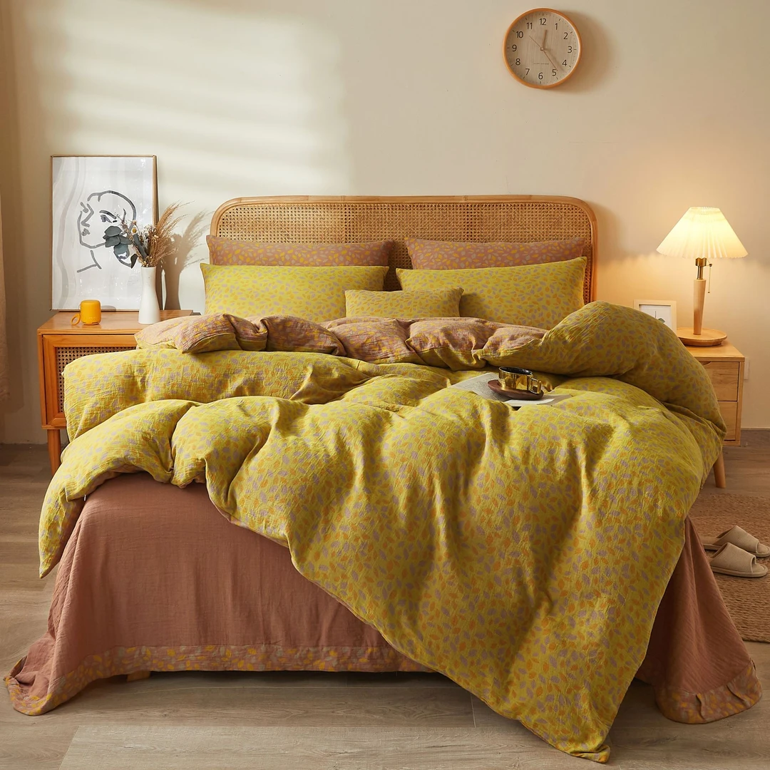 【清仓福利款】金枝玉叶-全棉色织双层纱四件套A类母婴级床上用品