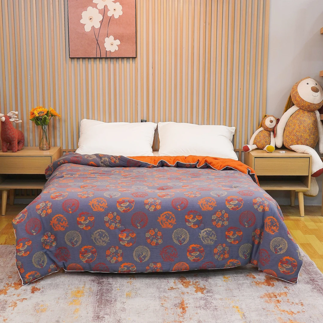 【锦绣花园】春秋被-全棉色织提花双层纱冬被纱布厚被子母婴级床品