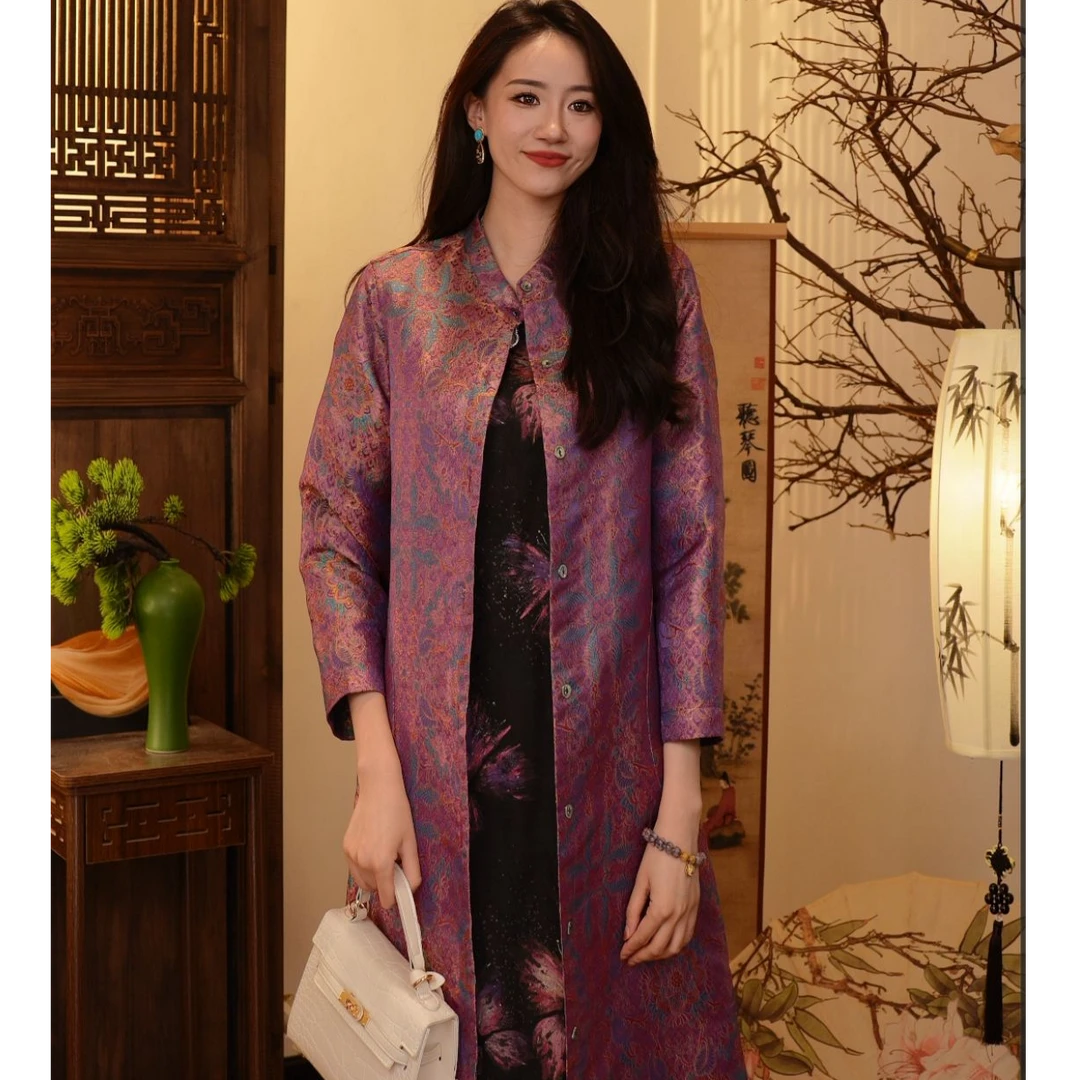 《紫气东来》新款两面双穿女装风衣长款外套2024B434双双