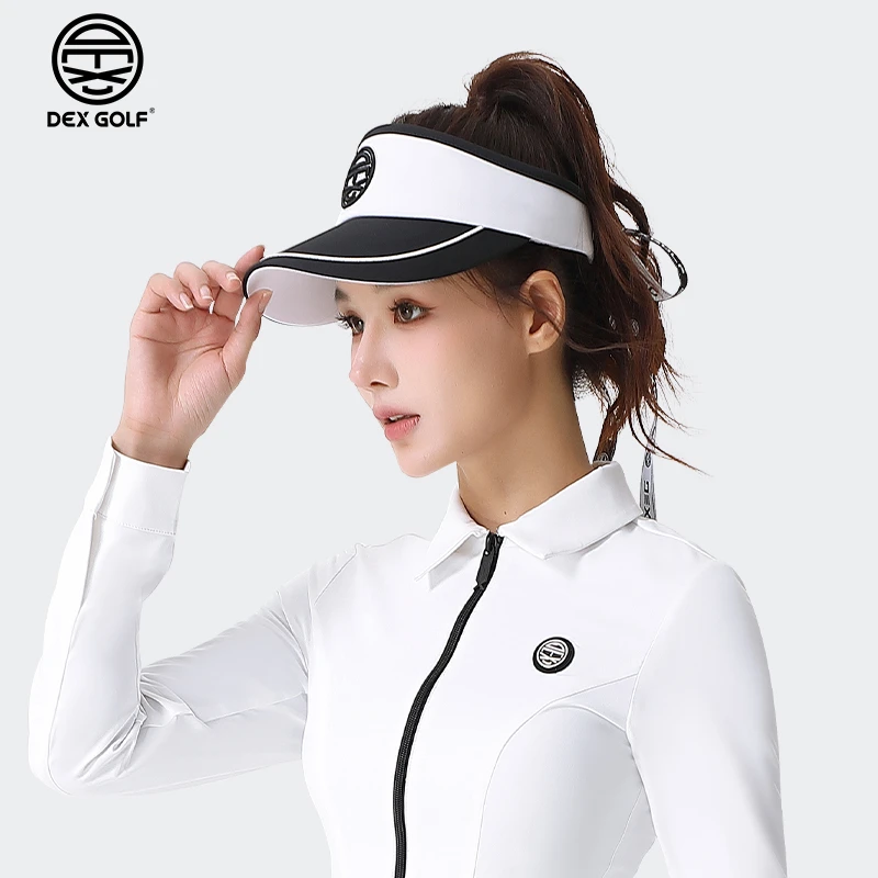 DEXGOLF高尔夫女士球帽彩带款无顶帽气质时尚运动遮阳帽空顶帽