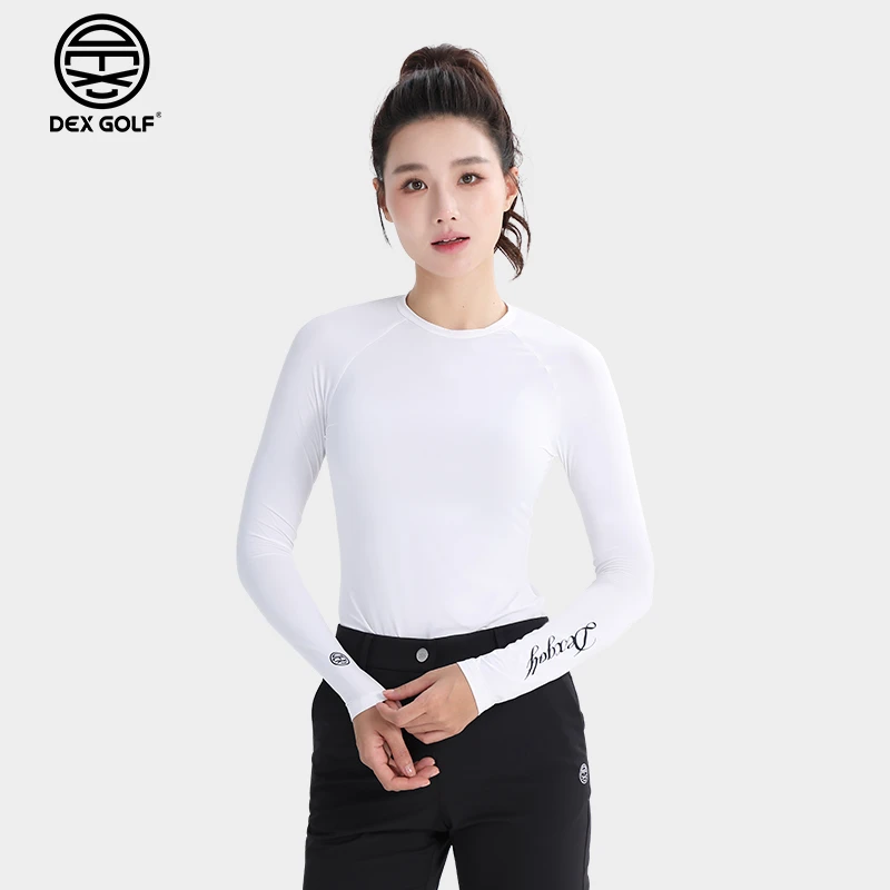 DEXGOLF高尔夫女士长袖T恤新款3182简约圆领长袖打底衣舒适弹力